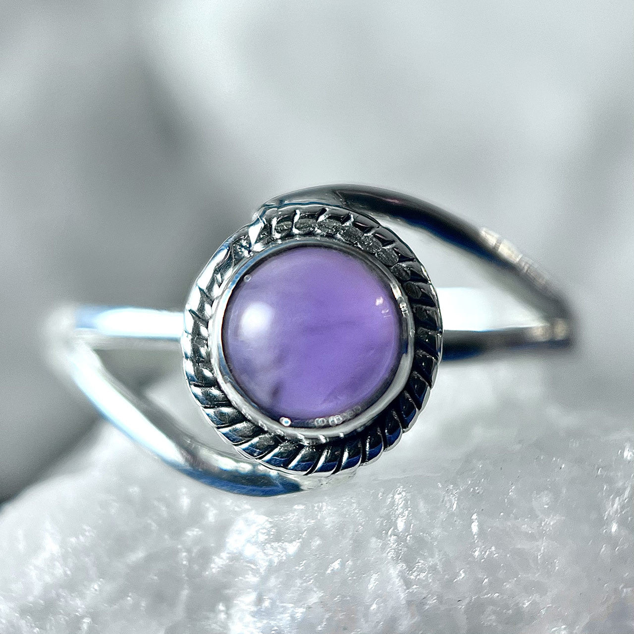 Amethyst Sterling Silver Infinity Ring
