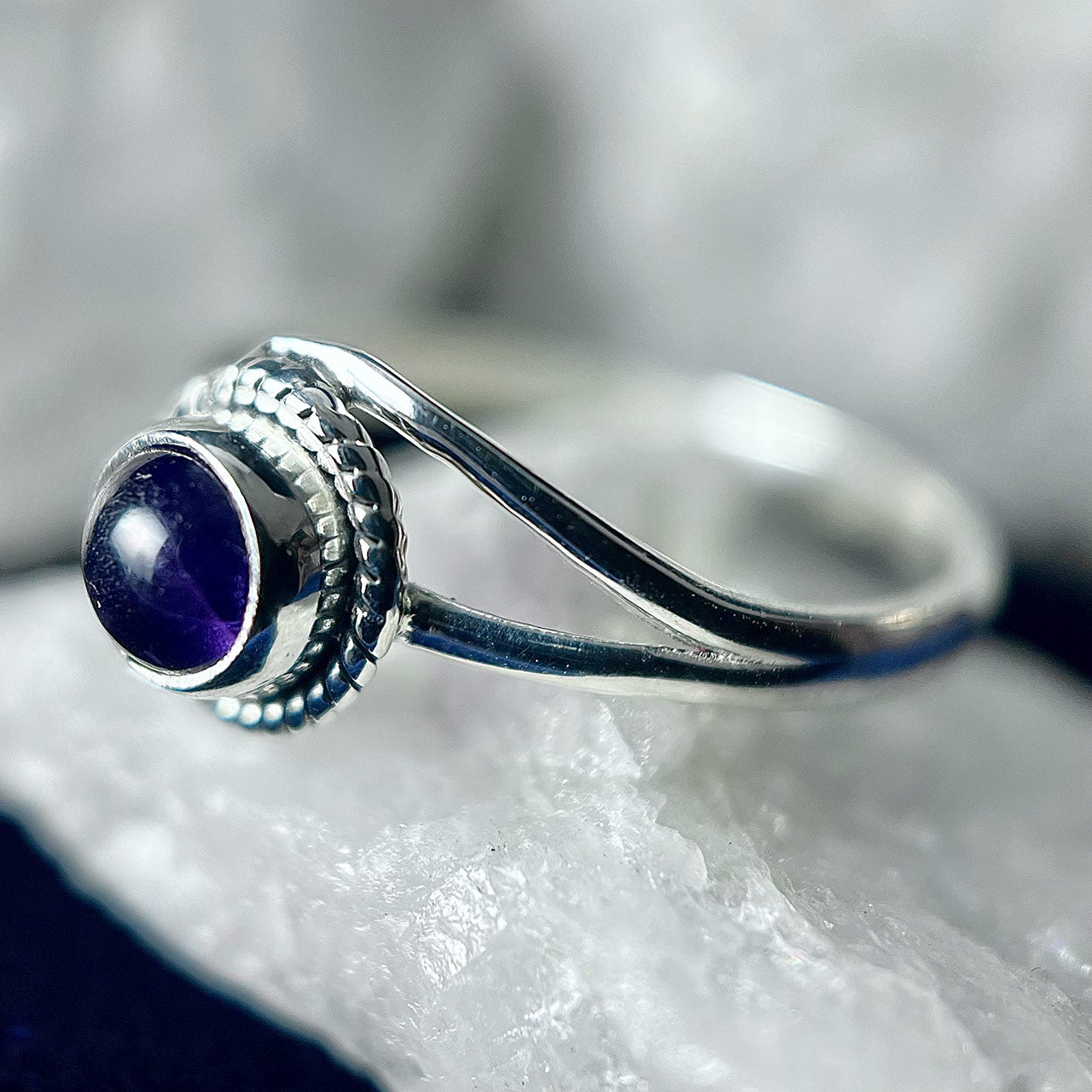 Amethyst Sterling Silver Infinity Ring