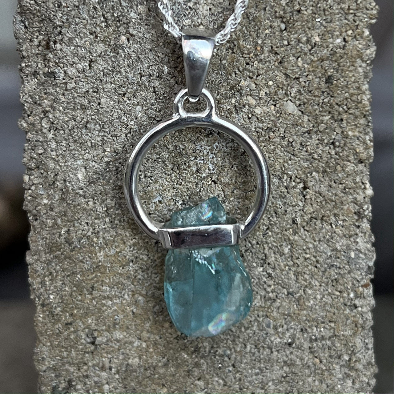 Neon Blue Apatite Pendant