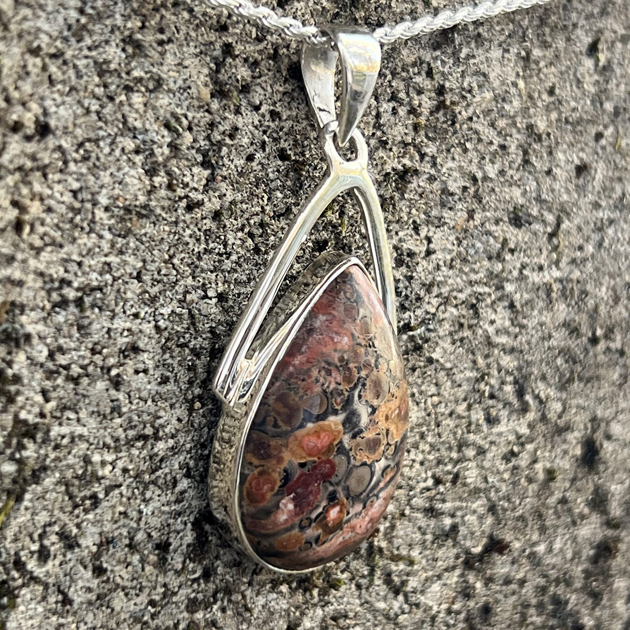Leopard Skin Wishbone Pendants Sterling Silver