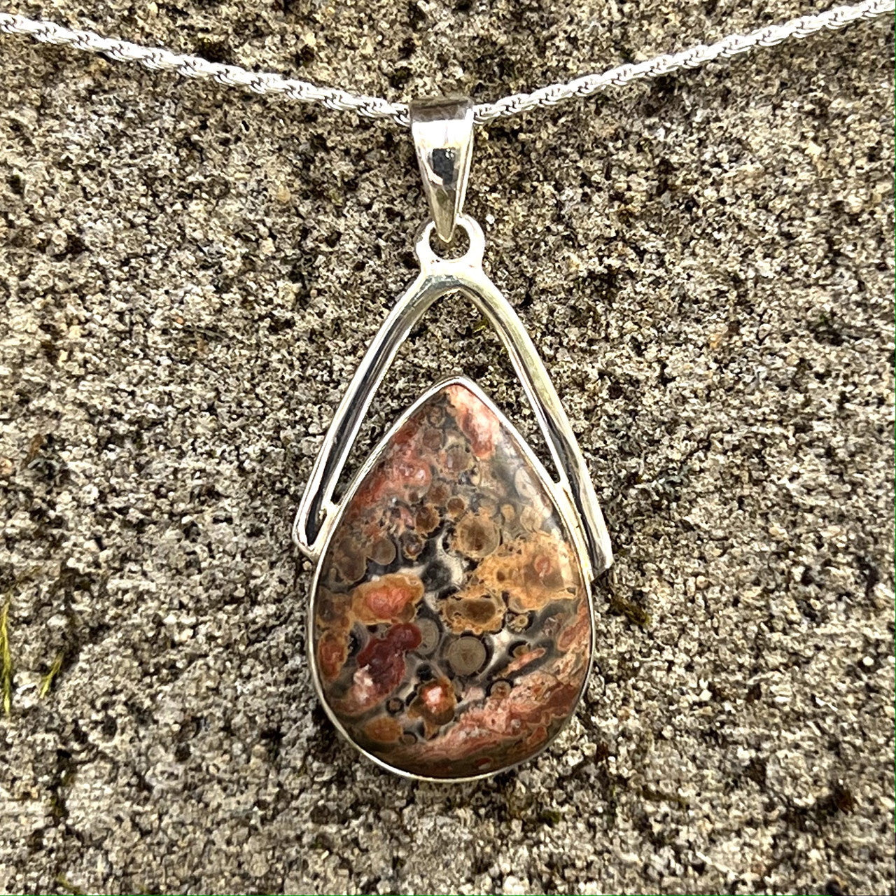 Leopard Skin Wishbone Pendants Sterling Silver