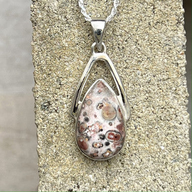 Leopard Skin Wishbone Pendant Sterling Silver
