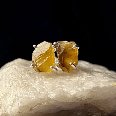 Cognac Quartz Stud Sterling Silver