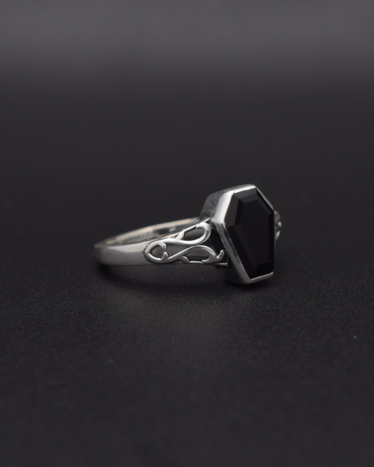 Silvaria Black Onyx Coffin Ring