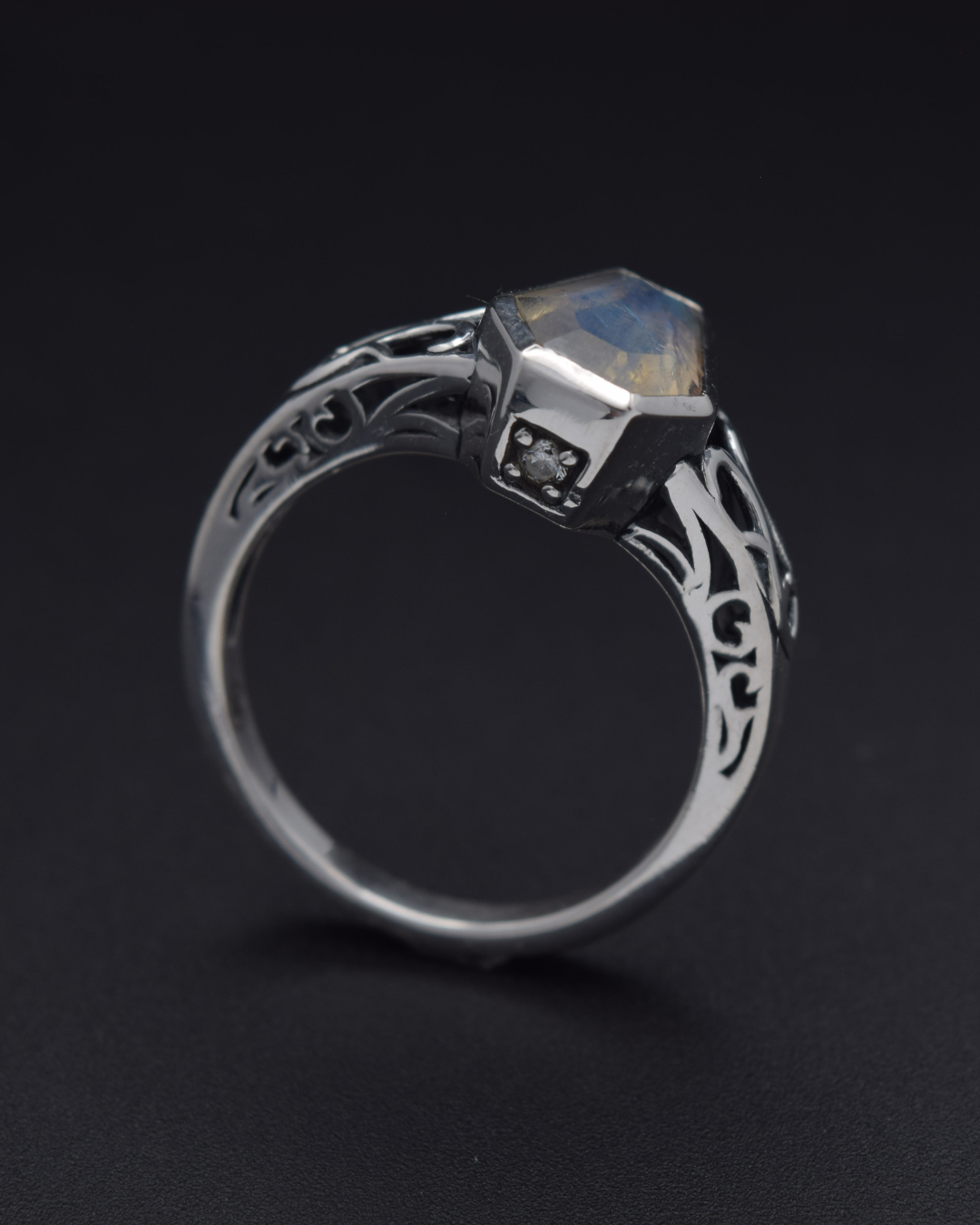 Silvaria Moonstone Coffin Ring
