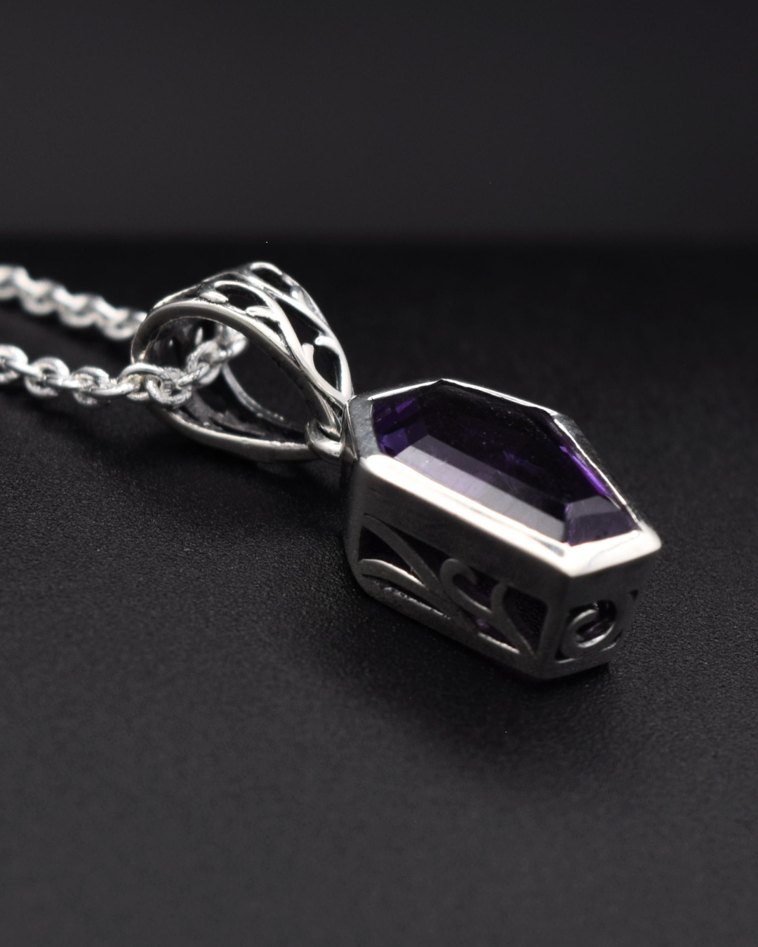 Silvaria Amethyst Coffin Necklace
