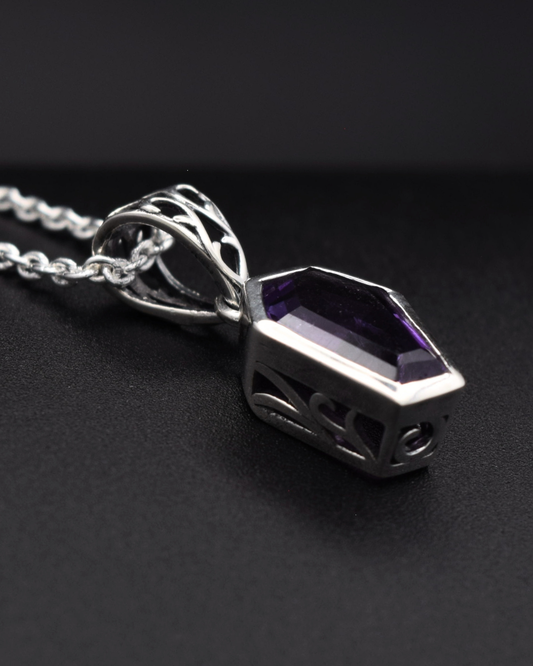 Silvaria Amethyst Coffin Necklace