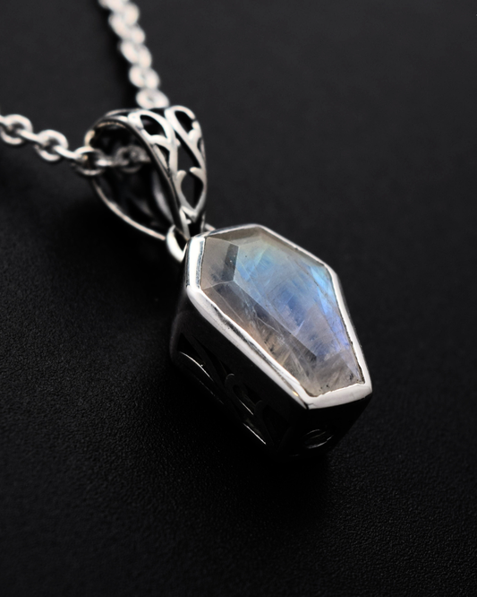 Silvaria Moonstone Coffin Necklace