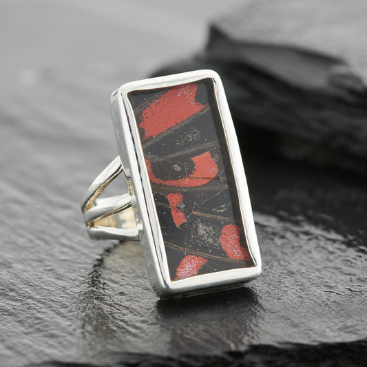 Scarlet Mormon Fine Silver Rectangle Ring