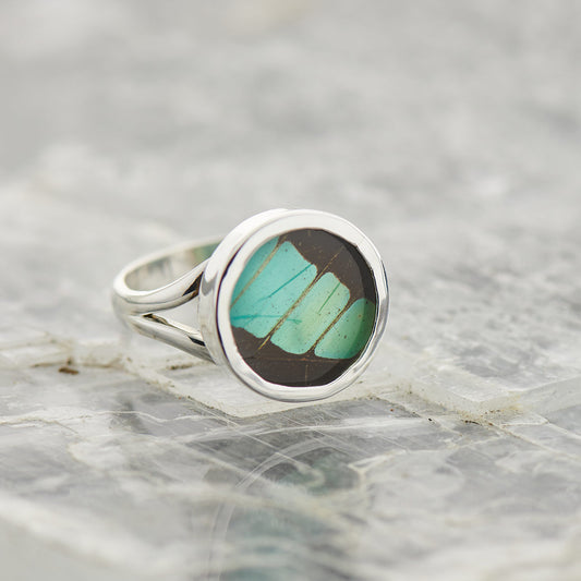 Common Bluebottle Fine Silver Circle Ring