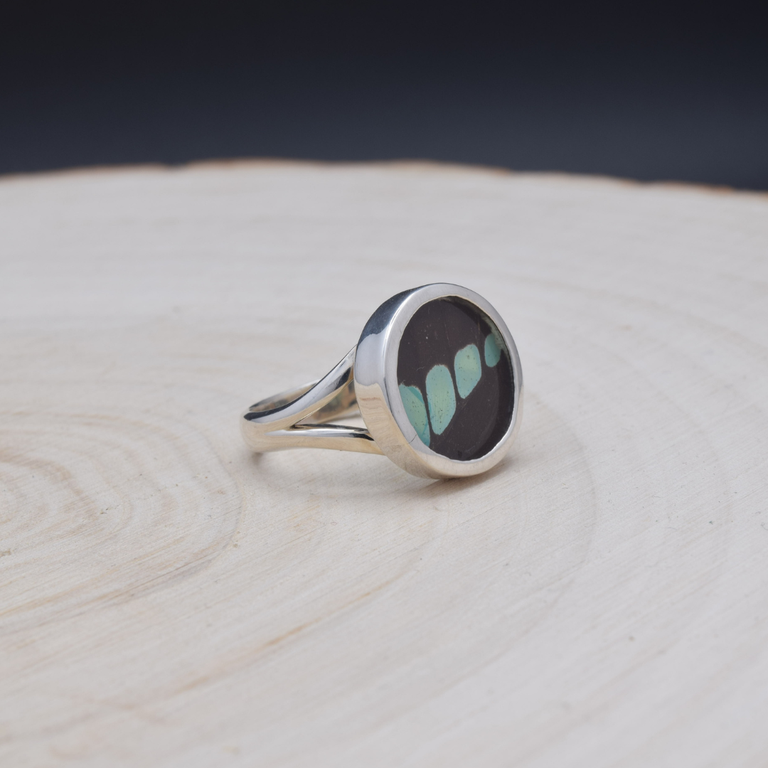 Common Bluebottle Fine Silver Circle Ring