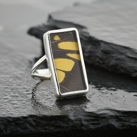 King Swallowtail Fine Silver Rectangle Ring