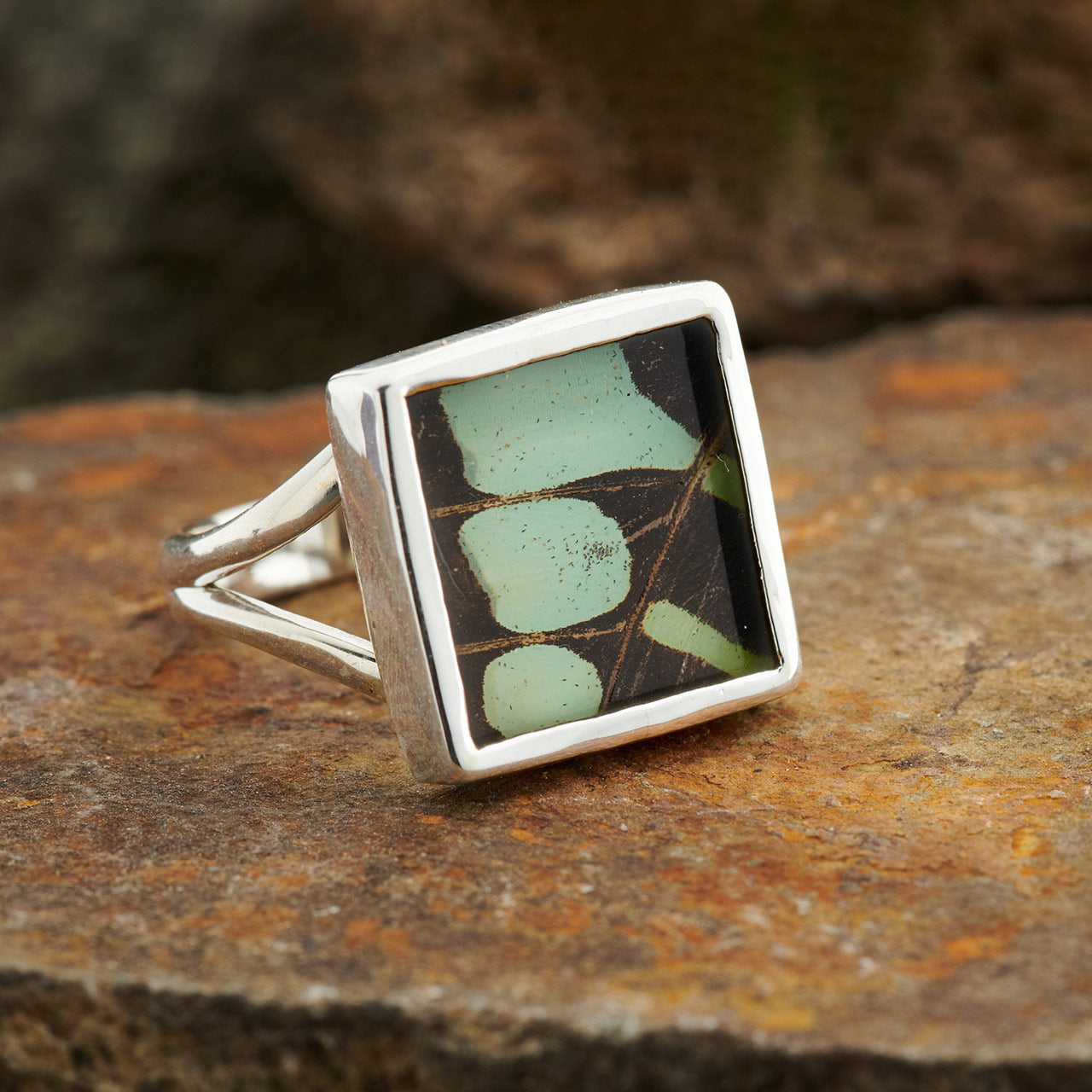 Striped Swordtail Fine Silver Circle Ring