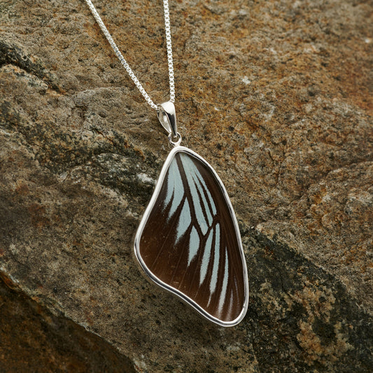 Blue Wanderer Fine Silver Forewing Pendant