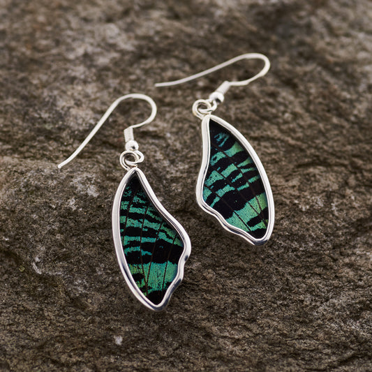 Sunset Moth Fine Silver Full Wing Earrings