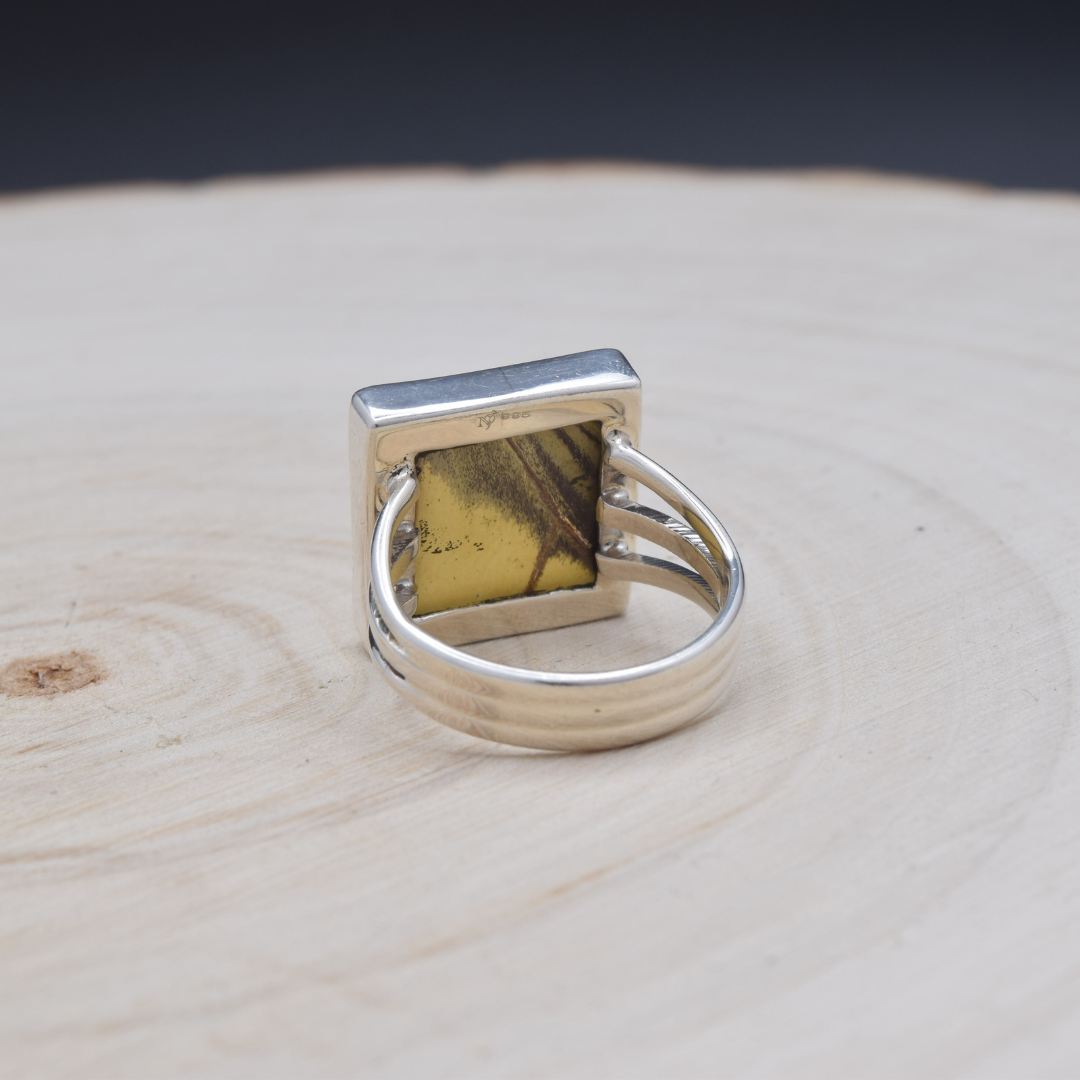 King Swallowtail Fine Silver Square Ring