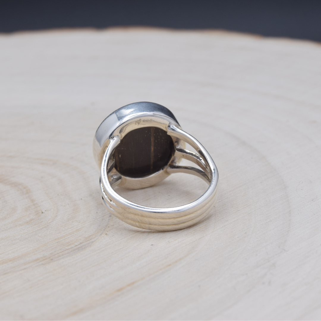 Peacock Swallowtail Circle Fine Silver Ring