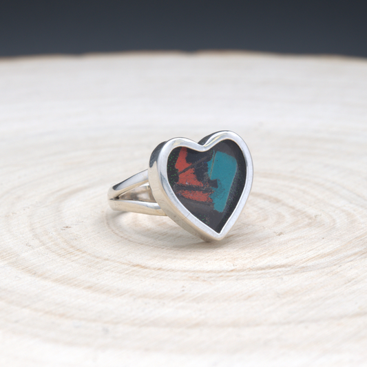 Mixed Butterfly Rectangle Fine Silver Ring
