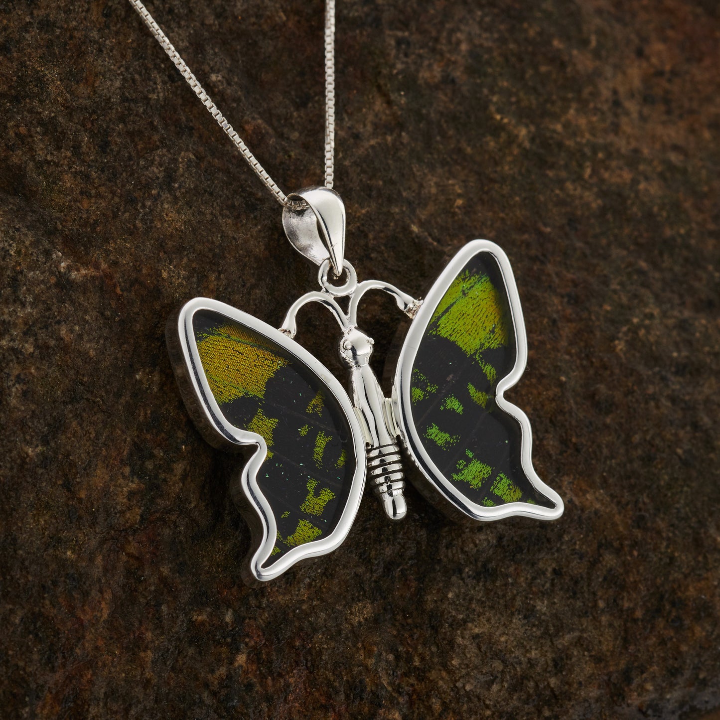 Sunset Moth Fine Silver Pendant