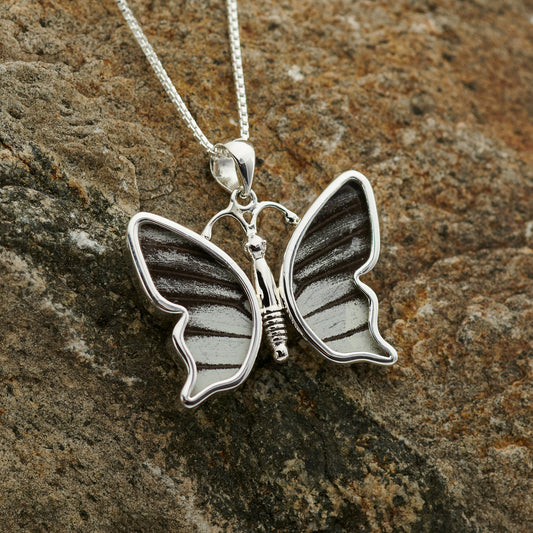 Spotted Sawtooth Forewing Fine Silver Pendant