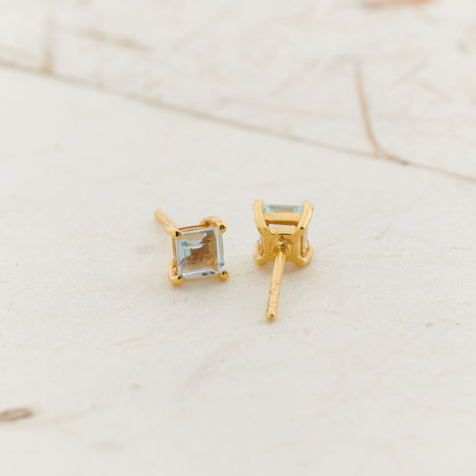 Blue Topaz Everyday Gold Studs