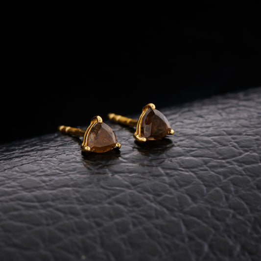Smoky Quartz Everyday Gold Studs
