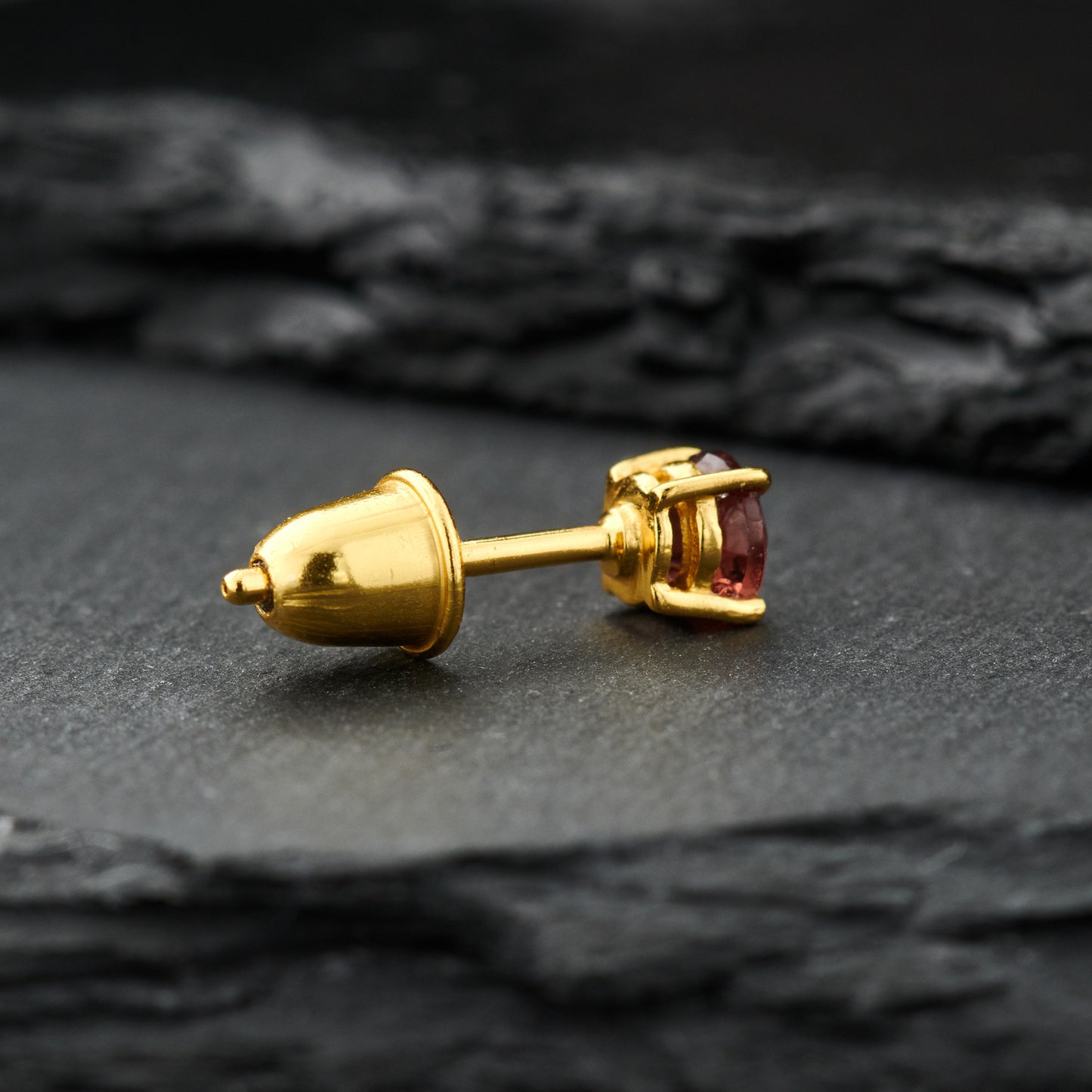 Garnet Everyday Gold Studs