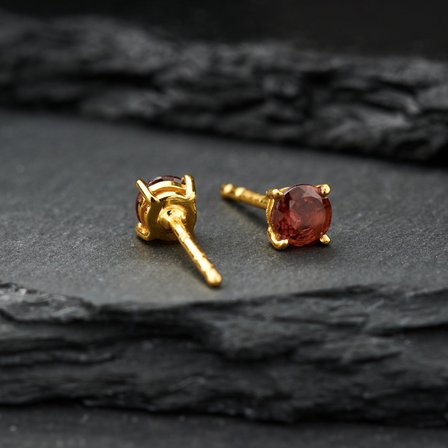 Garnet Everyday Gold Studs