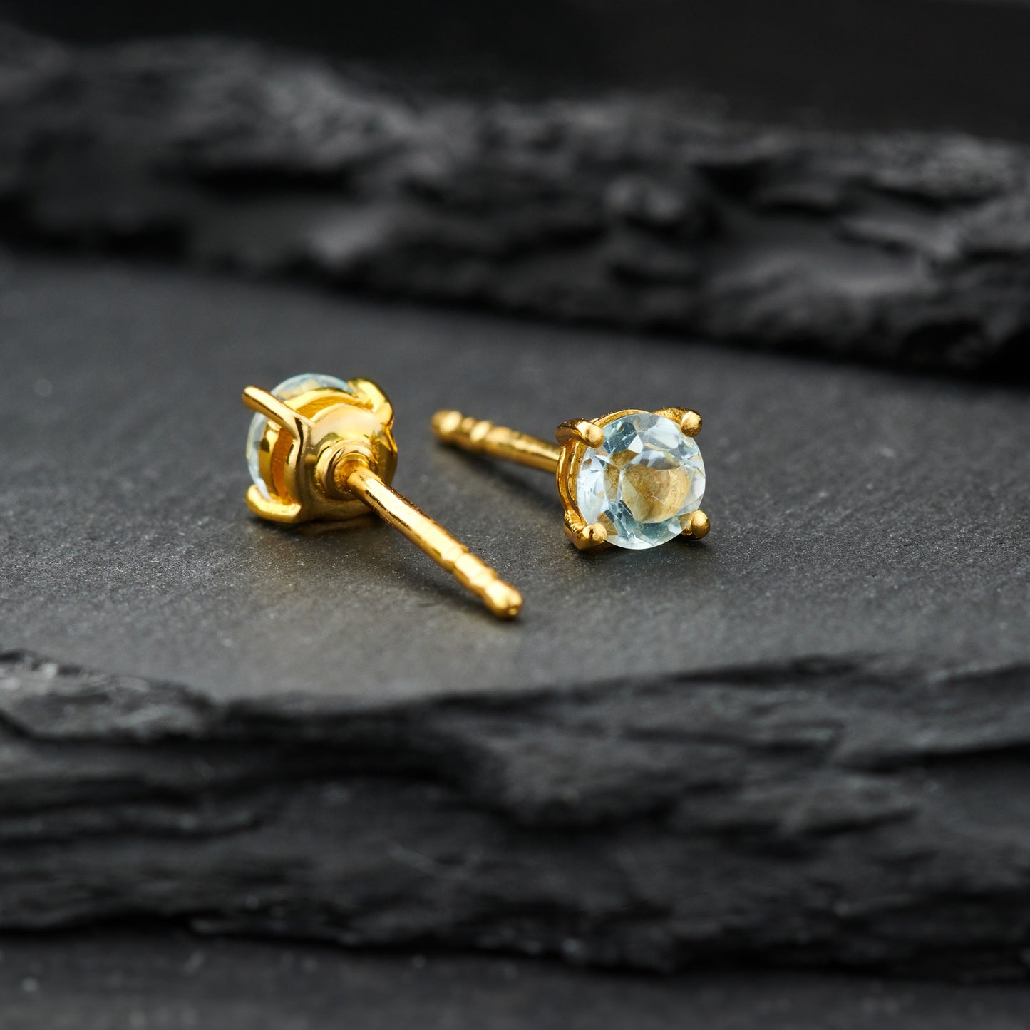 Blue Topaz Everyday Gold Studs