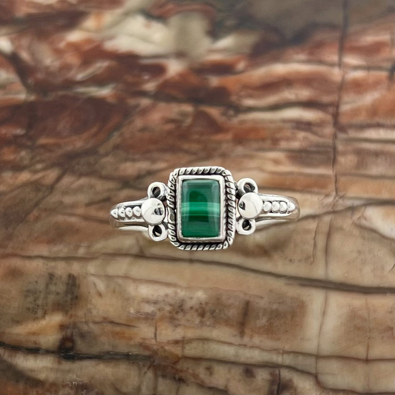 Malachite Sterling Silver Orion Ring