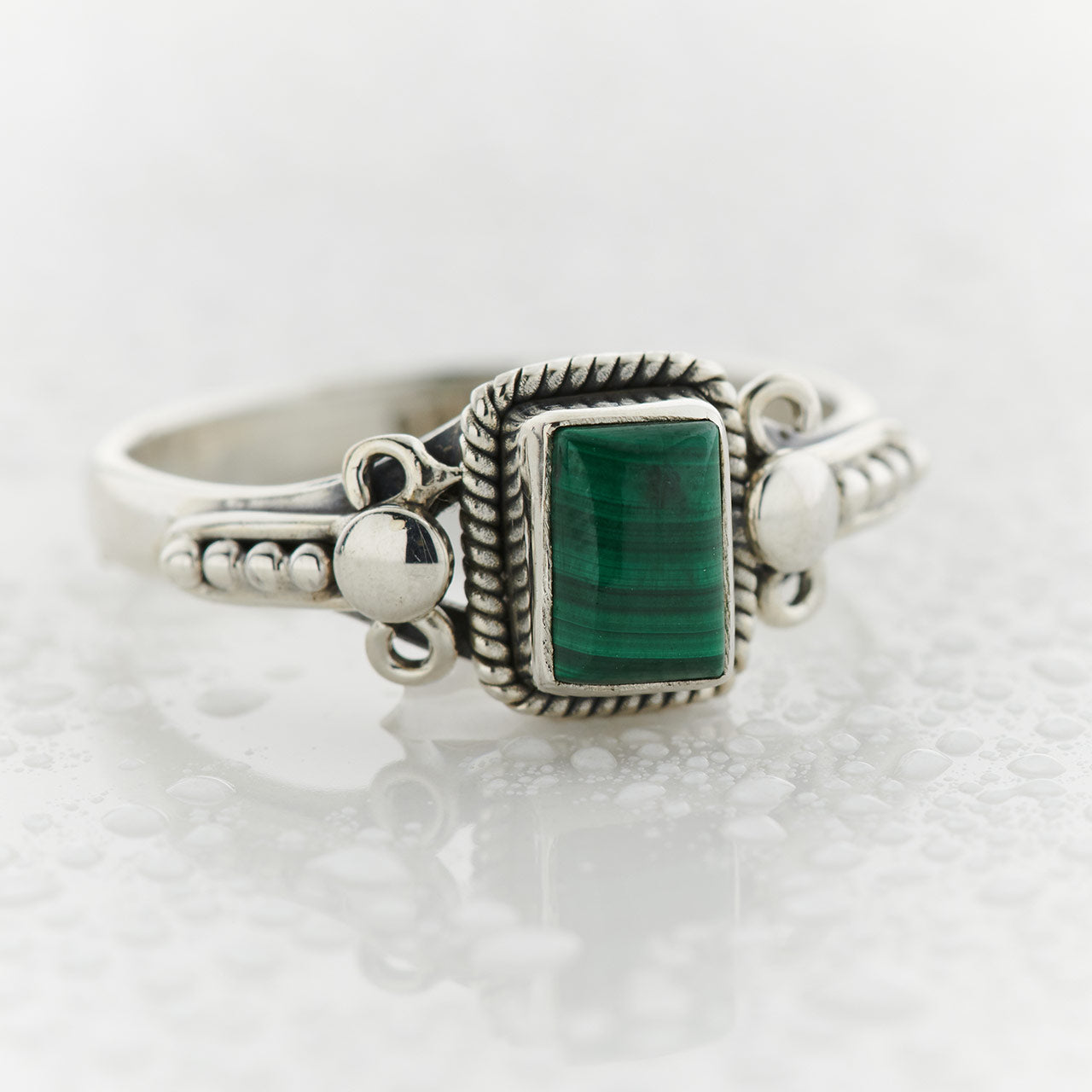 Malachite Sterling Silver Orion Ring