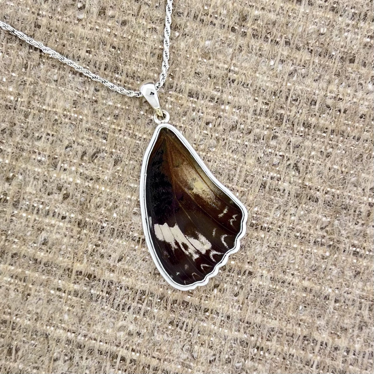 Leopard Lace. Sm Forwings Fine Silver Pendant