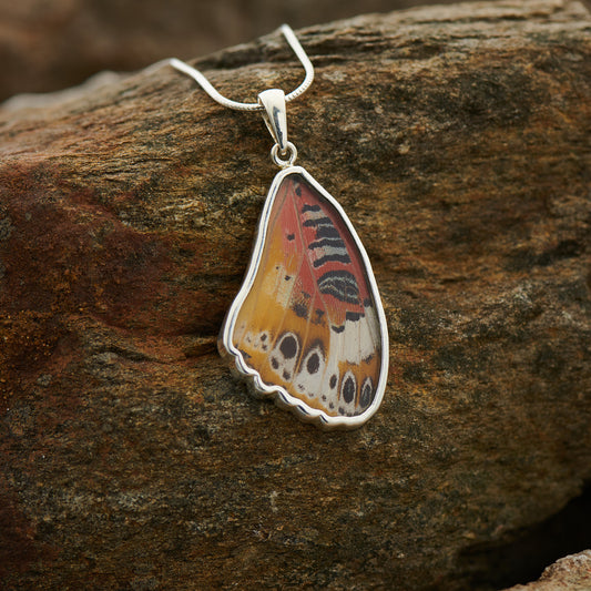 Leopard Lacewing Fine Silver Pendant