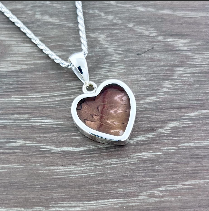 Blood Red Glider Fine Silver Heart Shaped Pendant