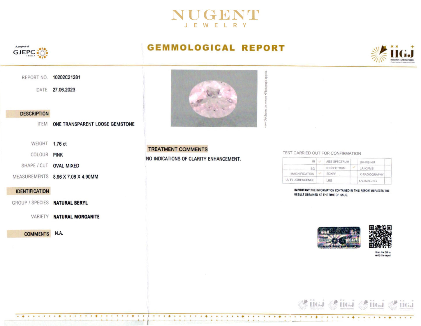 Morganite Stone Certification