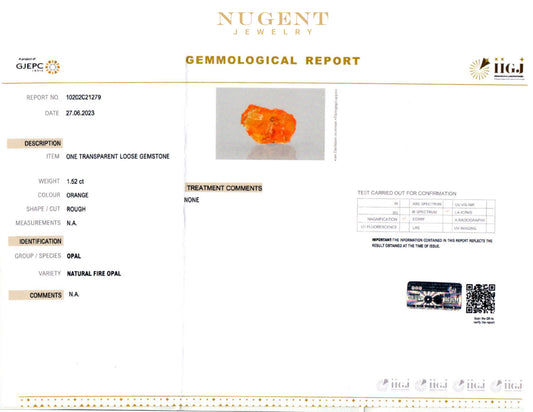 Mexican Fire Opal Stone Certification
