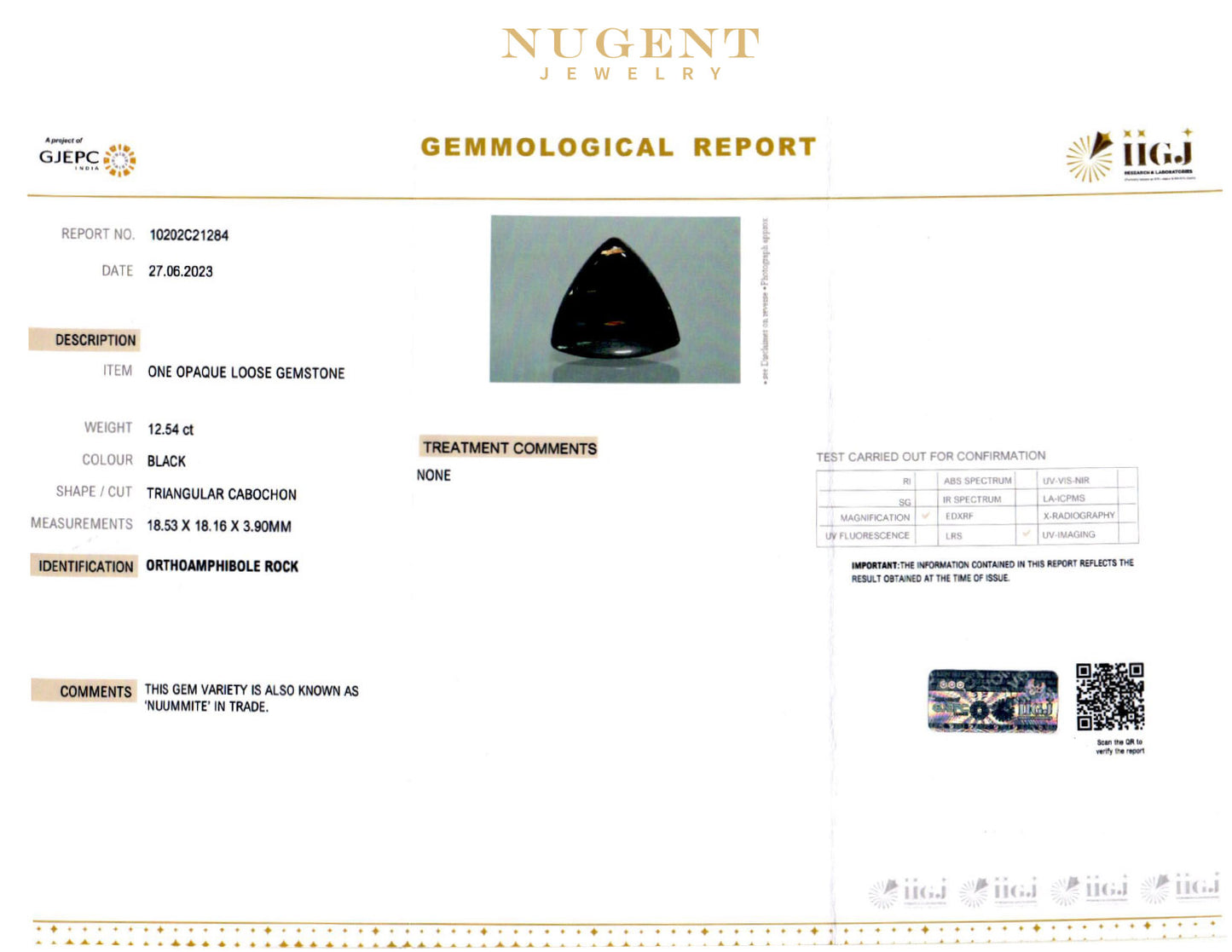 Nuummite Stone Certifications