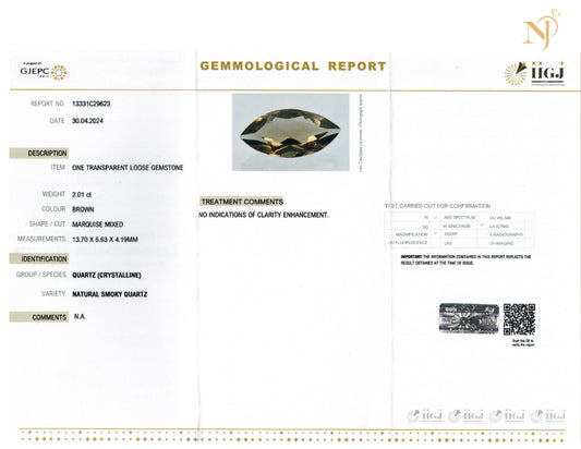 Smokey Quartz Stone Certification