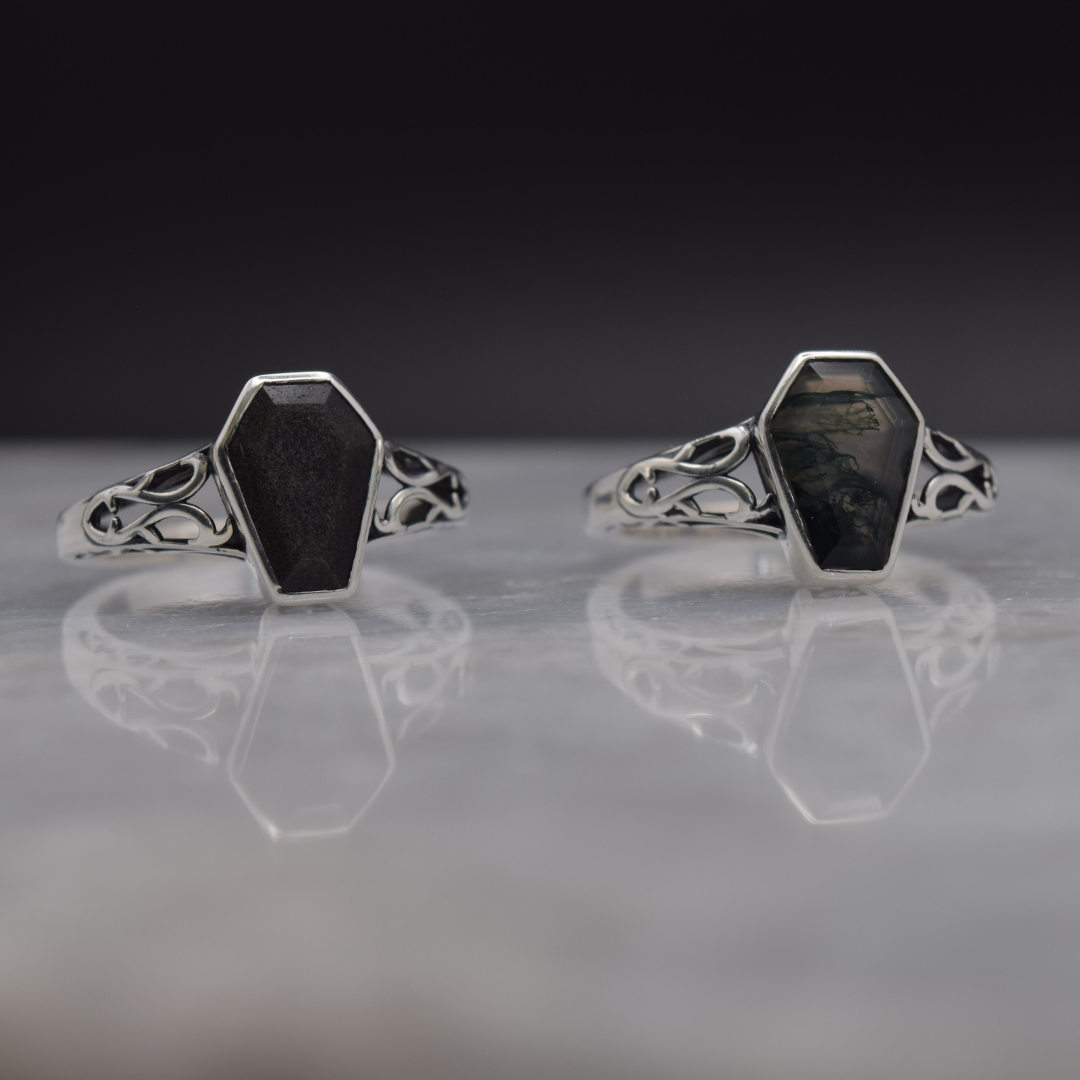 Silvaria Black Onyx Coffin Ring