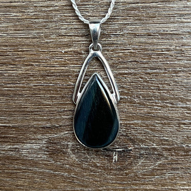 Blue Tiger Eye Wishbone Pendants Sterling Silver