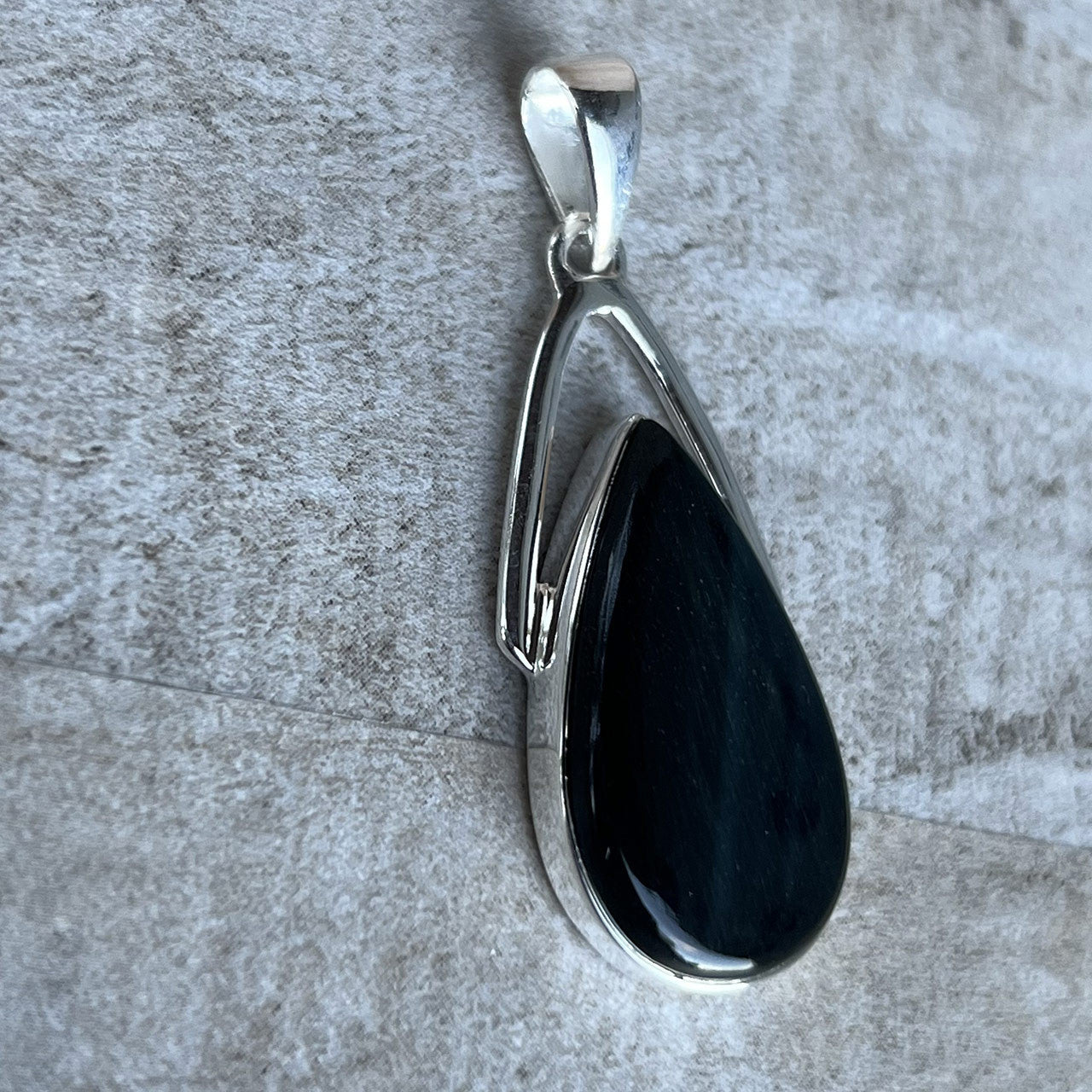 Blue Tiger Eye Wishbone Pendants Sterling Silver